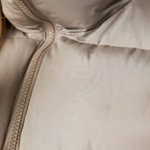 <b>Light</b> Gray <b>Puffer</b> <b>Jacket</b> Stand Collar Zipper Closure Quilted Windproof Winter Coat Casual Short Length Unisex - Product Image 5