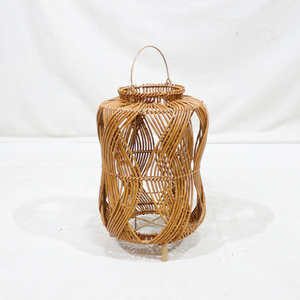New Design Handmade Eco-Friendly PE <b>Rattan</b> Candle <b>Lantern</b> Iron Frame Holder Decorative Handle for Home Decoration Christmas - Product Image 1