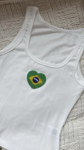 Camiseta Blanca de Algodón con Bordado Floral Tropical Minimalista, Top de Moda con Lentejuelas y Cuentas, Estilo Resort, para Mujer - Product Image 5