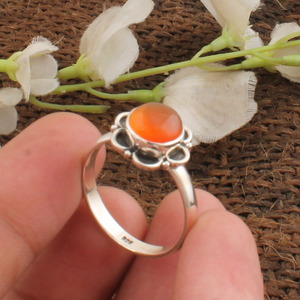 Bague en onyx rouge naturel, argent sterling 925, pierre précieuse ronde, bijoux en pierre véritable pour femmes, cadeau significatif, vente en gros - Product Image 3