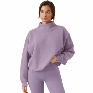 <b>Women</b> Mockneck Sweatshirt Ribbed Cuff Oversized Pullover Casual Fashion Wear OEM ODM Supplier - Product Image 1