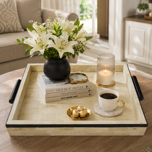 Handcrafted Bone Inlay Serving Tray | Handmade Rectangular Tray | Luxury Decorative Tray | Kitchen Dining Tray | Home Decor <b>Gift</b> - Product Image 2