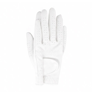 Gants de golf en cuir véritable avec sangle de poignet réglable, respirants, pour le sport et l'extérieur, ajustement unisexe, patch logo blanc, fermeture à enfiler - Product Image 2