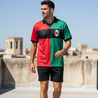 Camiseta de Fútbol Personalizada de Palestina, Cuello en V, 100% Poliéster, Gestión de la Humedad, Uniforme Profesional para el Equipo Palestino