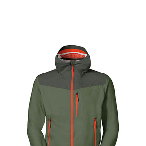 Chaqueta Cortavientos Acolchada con Capucha para Hombre, Color Verde Oliva, Cierre de Cremallera Impermeable, Estilo Deportivo para Exteriores, Corte Regular, Detalles en Rojo - Product Image 4