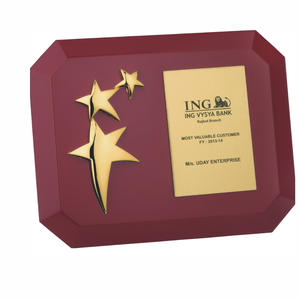 Elegant Rectangular Wooden <b>Plaque</b> Warm Brown Souvenir Classic Durable Desktop Stand Achievement Award And Recognition Ornament - Product Image 3