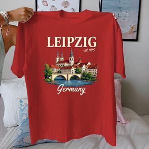 Alemania LEIPZIG est 1015 paisaje urbano Camiseta de algodón puro Mujer ajuste cómodo - Product Image 1