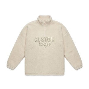 Oversized Sherpa <b>Quarter</b> <b>Zip</b> <b>Women</b> Winter Fleece Pullover Custom Embroidered Sherpa Fleece Premium Hoodies Private Label Vendor - Product Image 1