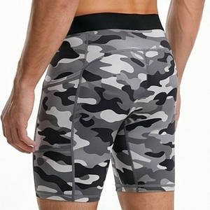 Wholesale Solid High Street <b>Compression</b> <b>Shorts</b> <b>Men</b> Yoga Fitness Base Layer Logo Print Eco-Friendly Breathable Gym Elastic Waist - Product Image 4