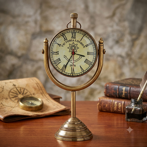 Vintage Brass Art Deco <b>Desk</b> <b>Clock</b> Antique Nautical Handmade Maritime Decorative Quartz Movement Home Office <b>Desk</b> Decor Gift - Product Image 1