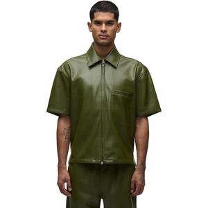 Chemise en cuir à manches courtes de haute qualité, sur mesure, OEM ODM, nouvelles arrivées, pour hommes, chemises en cuir authentiques - Product Image 1