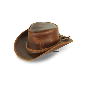 Genuine Leather Cowboy <b>Hat</b> With Braided <b>Band</b> Brown Western Style <b>Hat</b> For Men And Women - Product Image 1