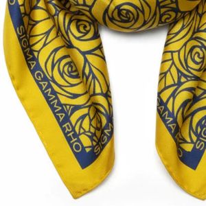 Écharpe florale Sigma Gamma Rho bleu et or, écharpe de sororité grecque, imprimé rose, élégante, légère, accessoire de mode - Product Image 4