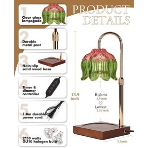 Lámpara Calentadora de Velas con Forma de Flor, Regulable y con Altura Ajustable, para Cumpleaños, San Valentín o Regalo de Inauguración de Casa para Mujeres/Mamá - Product Image 1