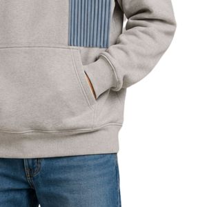 Sweat à capuche gris personnalisé pour homme en molleton de coton épais, broderie géométrique, style streetwear, fabricant de marque privée - Product Image 6