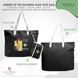Sac fourre-tout noir brodé Eastern Star, logo OES Order Of The Eastern Star Sister Keeper - Product Image 2