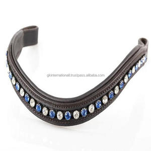 Correa de cuero ondulado hecho a mano con relleno y costuras cómodas, cristal claro decorativo y zafiro mega ostentoso - Product Image 4