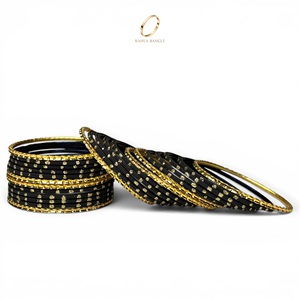 Pulseras de Moda para Niñas, Bañadas en Oro Negro con Cristales, de Acero Inoxidable, Estilo Indio, para Fiestas y Bodas - Product Image 4