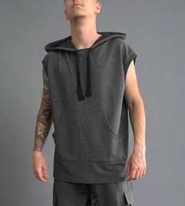 Camiseta sin Mangas con Capucha para Hombre, Color Sólido, con Bolsillo, Informal, de Algodón, Corte Regular, para Verano - Product Image 1