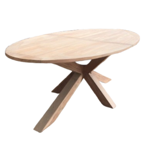 Mesa ovalada de madera de teca duradera y ecológica, adecuada para comedores interiores y restaurantes al aire libre. - Product Image 3