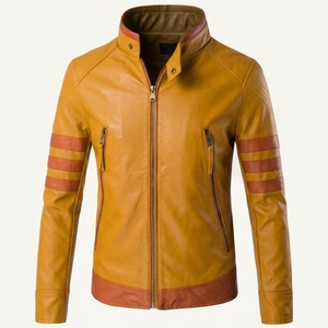Chaqueta de Motociclista de Cuero Genuino para Hombre, al por Mayor, con Cuello Alto Personalizado, Chaqueta de Moto, Negra y Marrón - Product Image 3