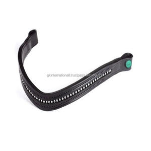 สายคาดคิ้วหนังแท้สีดำหรือสีน้ำตาลฮาวาน่าพร้อมด้วยแผ่นรองคู่เย็บและทำจากคริสตัลเทียมประกายเพชร - Product Image 6