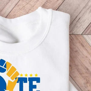 Sudadera blanca con estampado gráfico de la hermandad griega ΣΓΡ VOTE para mujer, cuello redondo, manga larga, estilo pullover, ropa universitaria personalizada - Product Image 5