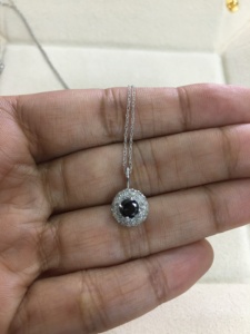 JEWELSPAARK Collier pendentif halo en diamant naturel taille brillant 0,87 carats pour femme, chaîne à maillons en argent sterling plaqué or, tendance - Product Image 4