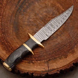 Couteau Bowie industriel/DIY en acier Damas artisanal de 4 mm, manche en bois Pakka, pointe droite, 12 pouces, fabriqué par Edge Master - Product Image 4