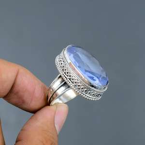 Faceted Tanzanite <b>Quartz</b> Gemstone Handmade 925 Sterling Silver Vintage Statement <b>Ring</b> Jewelry Gift - Product Image 2