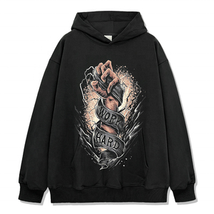 Sweat-shirt à capuche vintage noir délavé personnalisé pour homme, style streetwear, coupe ample, en coton molletonné, décontracté, unisexe - Product Image 4
