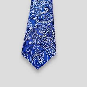Corbata Azul y Blanca con Diseño Paisley para Hombre |   Corbata Elegante Tejida para Uso Formal, Negocios, Bodas y Oficina |   Accesorio de Moda Elegante de la India - Product Image 2