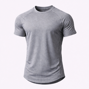 Camiseta Deportiva Básica con Corte Ovalado, Cuello Redondo, Manga Corta, Ajuste Musculoso, Alto Rendimiento, Absorbe el Sudor - Product Image 1