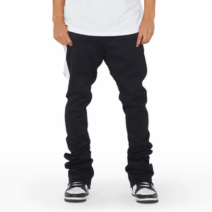 Pantalones Deportivos de Invierno para Hombre, Corte Ajustado, Estilo Vintage, con Cordón, Color Negro, Marca White Bird Express, con Detalles Laterales en Blanco - Product Image 1