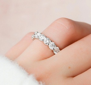 14k White Gold Diamond <b>Ring</b> 2.89CT Round Brilliant Lab Diamond Eternity Band Shared Prong Wedding Band <b>Stacking</b> <b>Ring</b> - Product Image 3