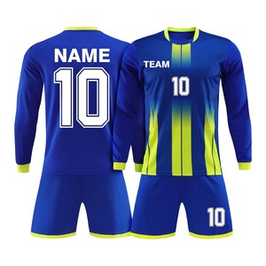 Ensemble de maillots de football personnalisés sublimés, écologiques, respirants, à manches courtes pour hommes, dégradé blanc-bleu, anti-transpiration, uniforme d'équipe - Product Image 3