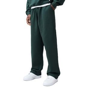 Unisex Dark Green Hooded <b>2</b> <b>1</b> Breathable Tracksuit Full Length Solid Color Casual Loose Fit Polyester <b>Sweatshirt</b> Pants Set Autumn - Product Image 4