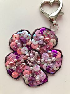 Luxury Handmade Eco-Friendly Beaded Embroidery <b>Customized</b> Shape <b>Keychain</b> Stylish Purse Charm Key Holder Elegant Hand Embroidered - Product Image 1