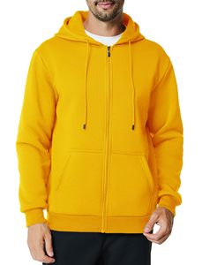 Sweat à capuche zippé en molleton épais 100% coton 400G, personnalisable avec logo, pour homme grande taille, hiver, imprimé, brodé, tricoté, modèle vierge en stock - Product Image 5
