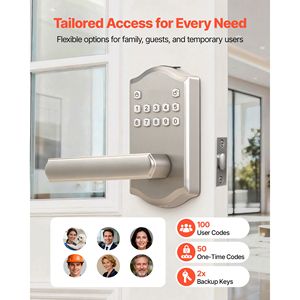 Maniglia per Serratura Elettronica Senza Chiave Personalizzabile con Blocco Automatico e Tastierino Codificato dall'Utente per Porte in Legno - Product Image 2
