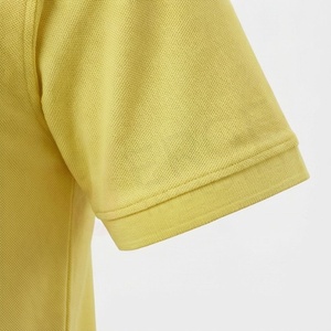 Polo en coton jaune à manches courtes pour homme avec poche, décontracté, respirant, coupe classique, style tissé Oxford uni - Product Image 6