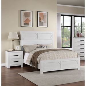 <b>White</b> 1pc Bedroom Furniture Paper Veneer Nightstand with 2 Drawers <b>Bedside</b> Table - Product Image 4