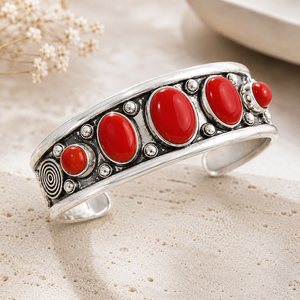 เครื่องประดับจาก Jewelry Town รุ่น JT-044 กำไลข้อมือแบบเปิด Coral Muse ประดับด้วยหินหลัก Hydro Coral ทำจากทองเหลืองชุบทองและเงิน เหมาะสำหรับทั้งชายและหญิง เป็นของขวัญสุดคลาสสิก - Product Image 6