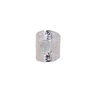Bagues en argent sterling 925 avec aquamarine ovale 7x9 serties clos pour femmes, style bohème, bijoux de mariage et de fête, pierres précieuses en gros - Product Image 1