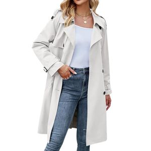 Gabardina Gris Claro para Mujer, Estilo Casual Elegante, Cuello Solapa, Algodón Personalizado, Ideal para Oficina y Uso Diario - Product Image 3