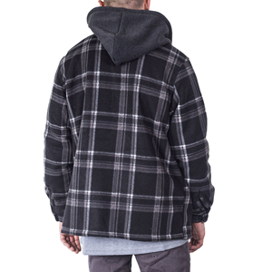 High Quality <b>Mens</b> Cotton Plaid Flannel <b>Shirt</b> Jacket With Hood Insulated Warm <b>Winter</b> Outerwear Shacket Supplier - Product Image 3