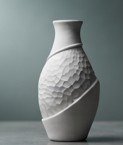 Vase décoratif moderne en métal blanc sculpté, texture moulée, pour bibliothèque, bureau, décoration de table, vente en gros - Product Image 5