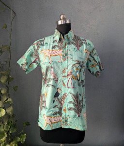<b>Men's</b> Short Sleeve Tropical Animal Print <b>Hawaiian</b> <b>Shirt</b> Turn-down Collar Casual Summer Cotton <b>Shirts</b> - Product Image 3
