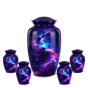 Galaxy Themed Cremation Urn Metal <b>Ashes</b> Vessel Decorative Memorial Urn for Adult Custom Color 200 220 Cubic Inch - Product Image 5