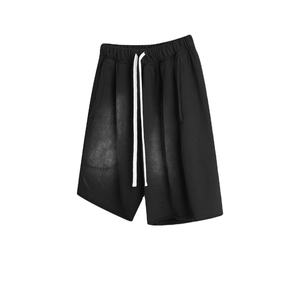 Pantalones cortos de sudor Raw Edge French Terry Fleece Heavy Cotton Casual Men's Run Fitness Vintage Acid Wash Shorts - Product Image 1